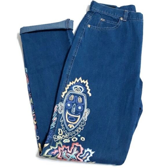 Escada Denim - Escada vintage embroidered mom jeans sz 27 waist unique custom rare